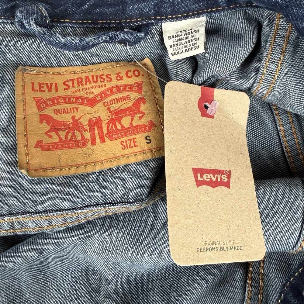 Levi's Jean Denim Jacket Trucker Men's Small Blue Dark‎ Wash Cotton New $89.50 - Picture 7 of 8